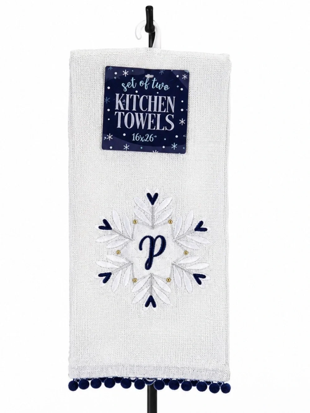 NWT Winter Monogram “P” Kitchen Towel Set - Blue